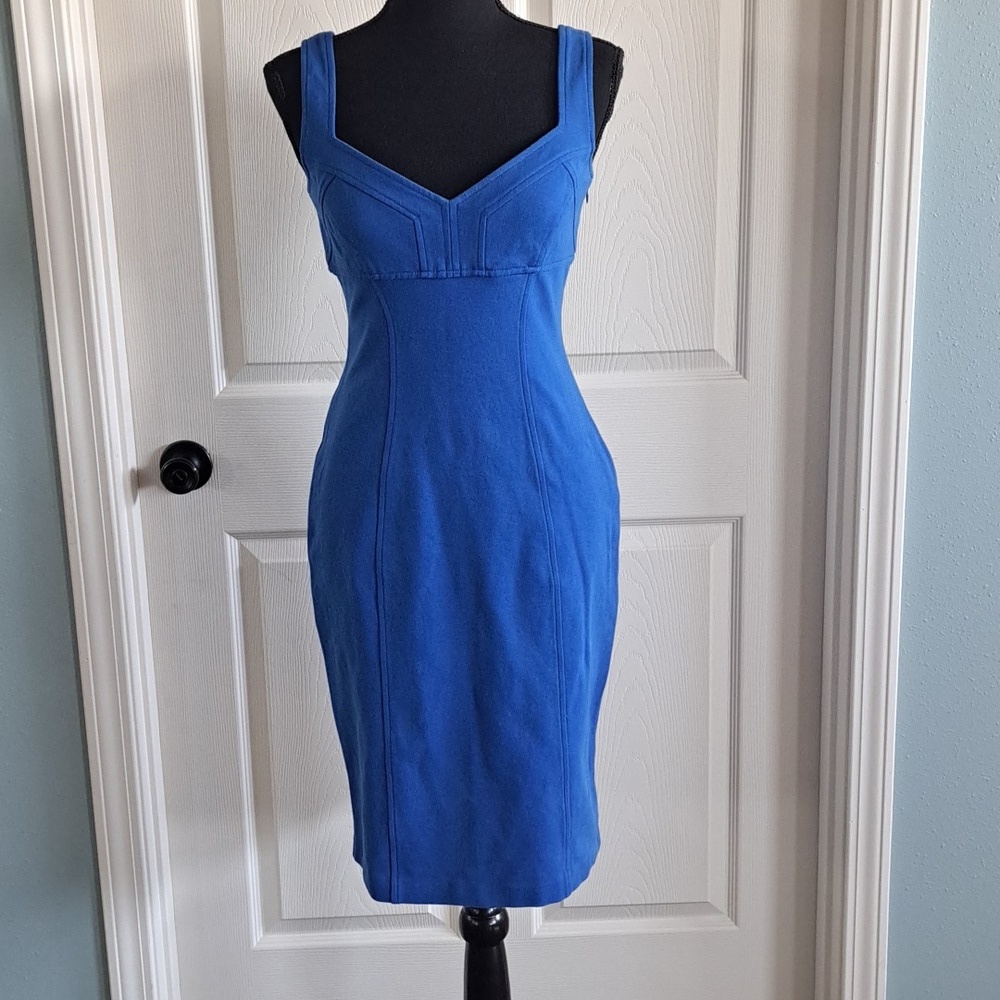 Diane von Furstenberg Royal Blue Bodice Stretch Sheath Bodycon Knee Length Dress